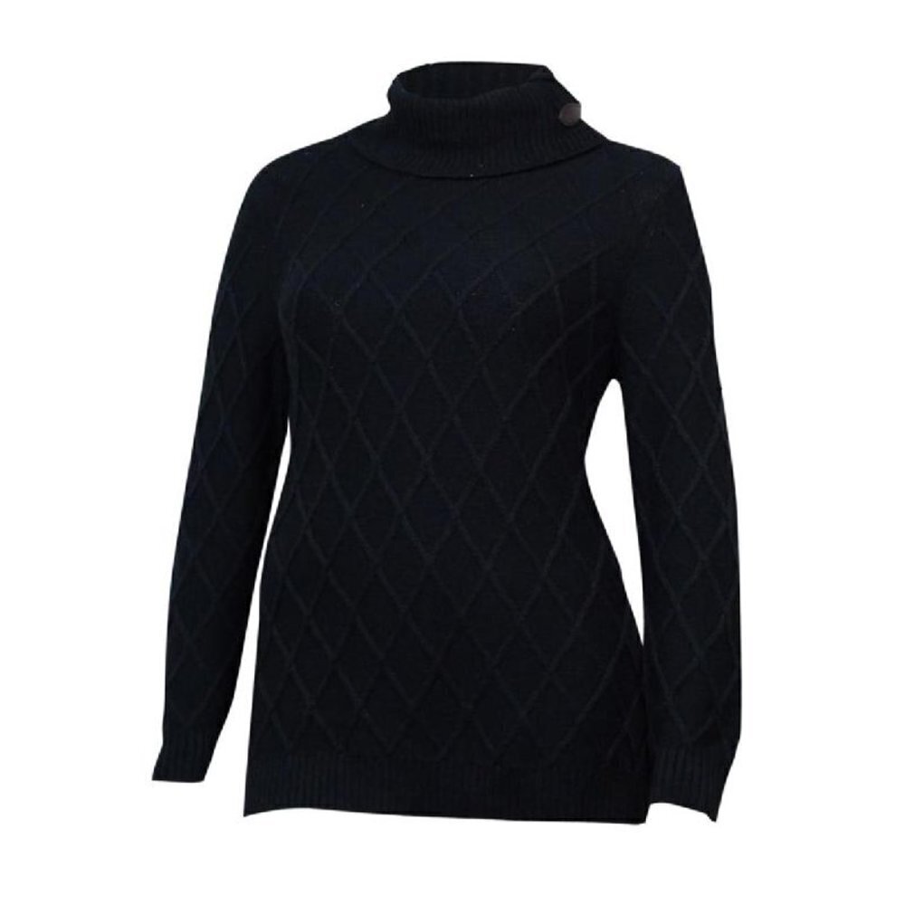 Charter Club  Faux Buckle Cowl Lattice Sweater M